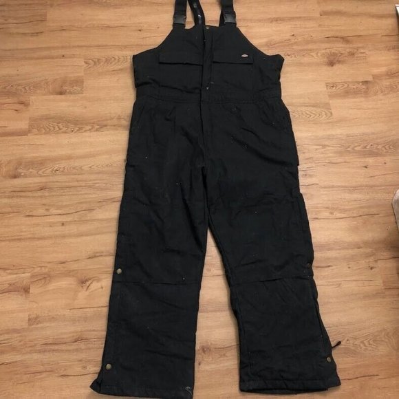 New w/o Tag DICKIES Overalls Bib 2XL Black FLEX Sanded Duck Insulated Mens